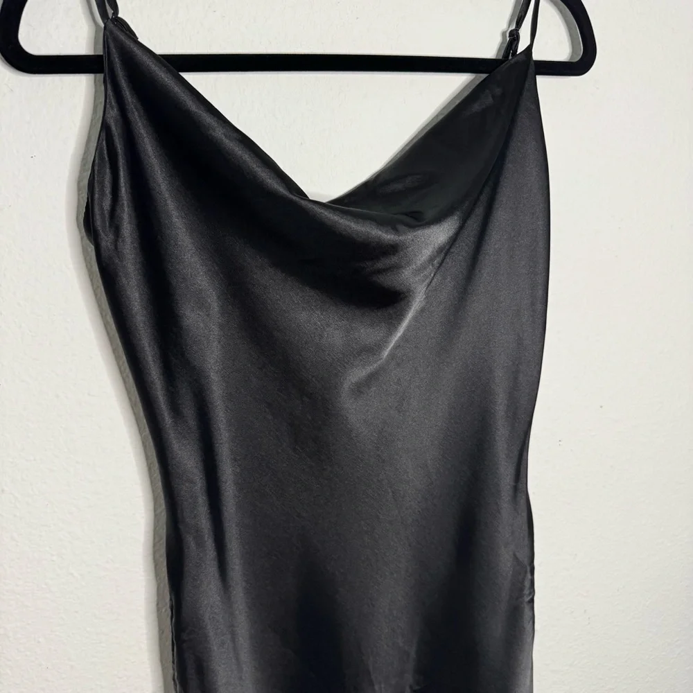 Francesca’s black satin slip mini and midi dress size medium NWT $48